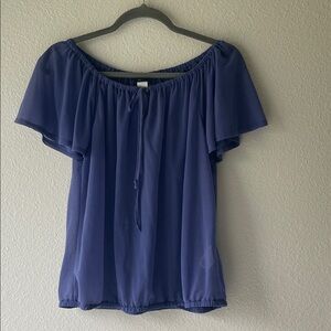 Women’s violet Off-Shoulder Navy Blue Blouse with Tie